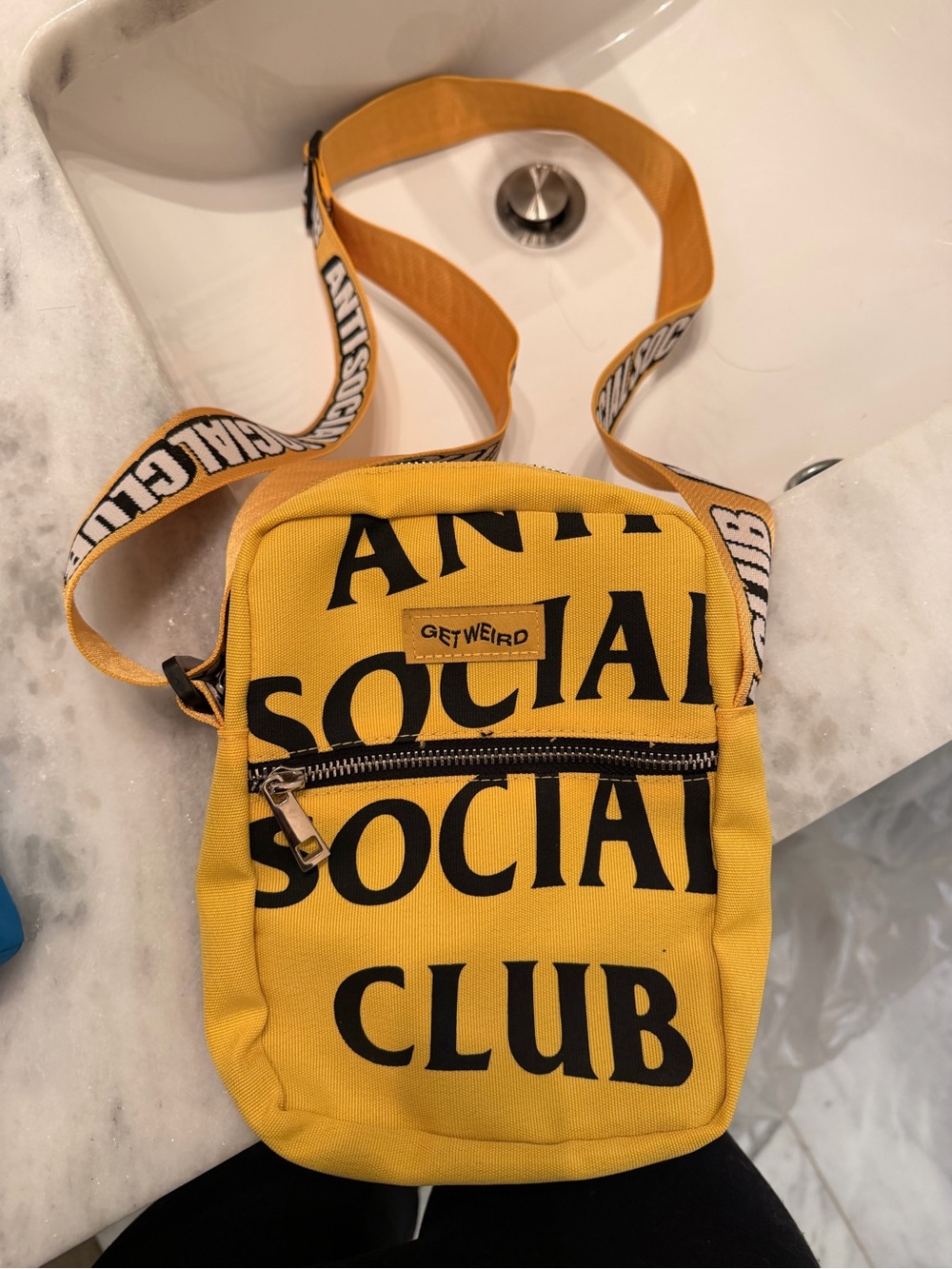 Anti Social Social Club Yellow Canvas Logo Crossbody